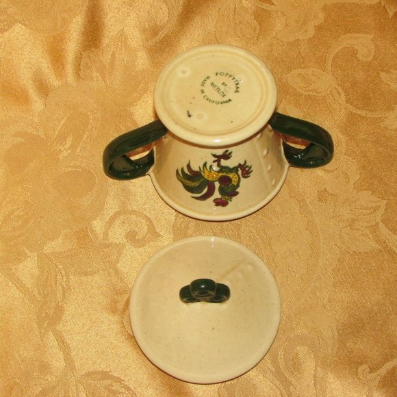 Vintage Metlox Poppytrail Creamer & Sugar Bowl Set Provincial Rooster Farm Decor - Picture 5 of 7